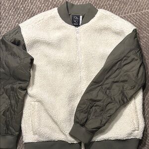 Original Use Sherpa and Olive Bomber Jacket (NORDSTROMS)
